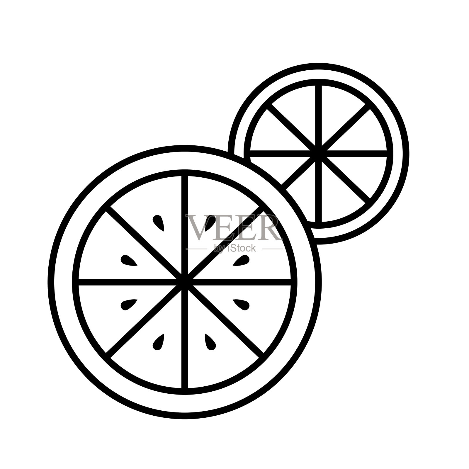 切片橙色图标在细线风格矢量插图图形设计插画图片素材