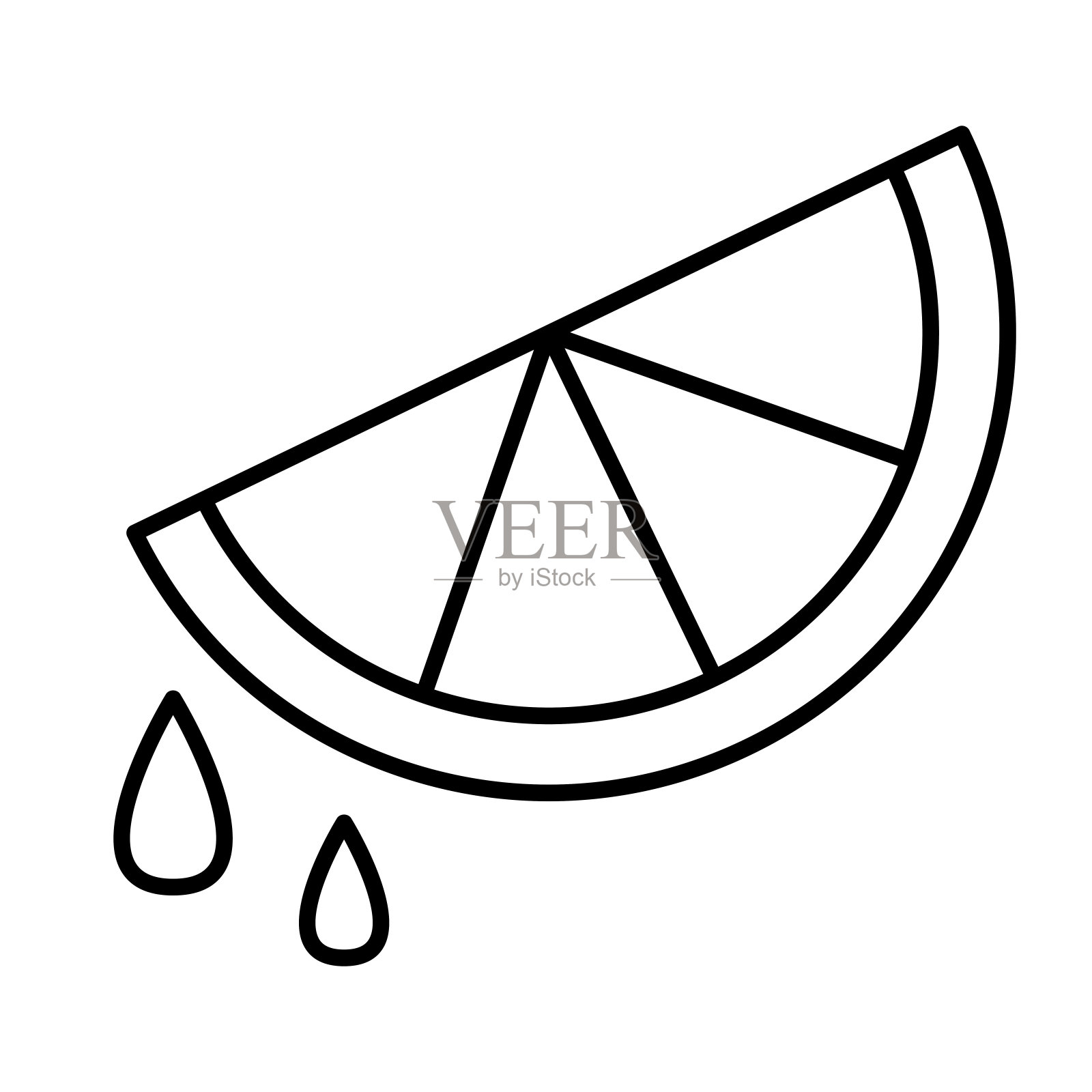 切片柠檬图标在细线风格矢量插图平面设计插画图片素材