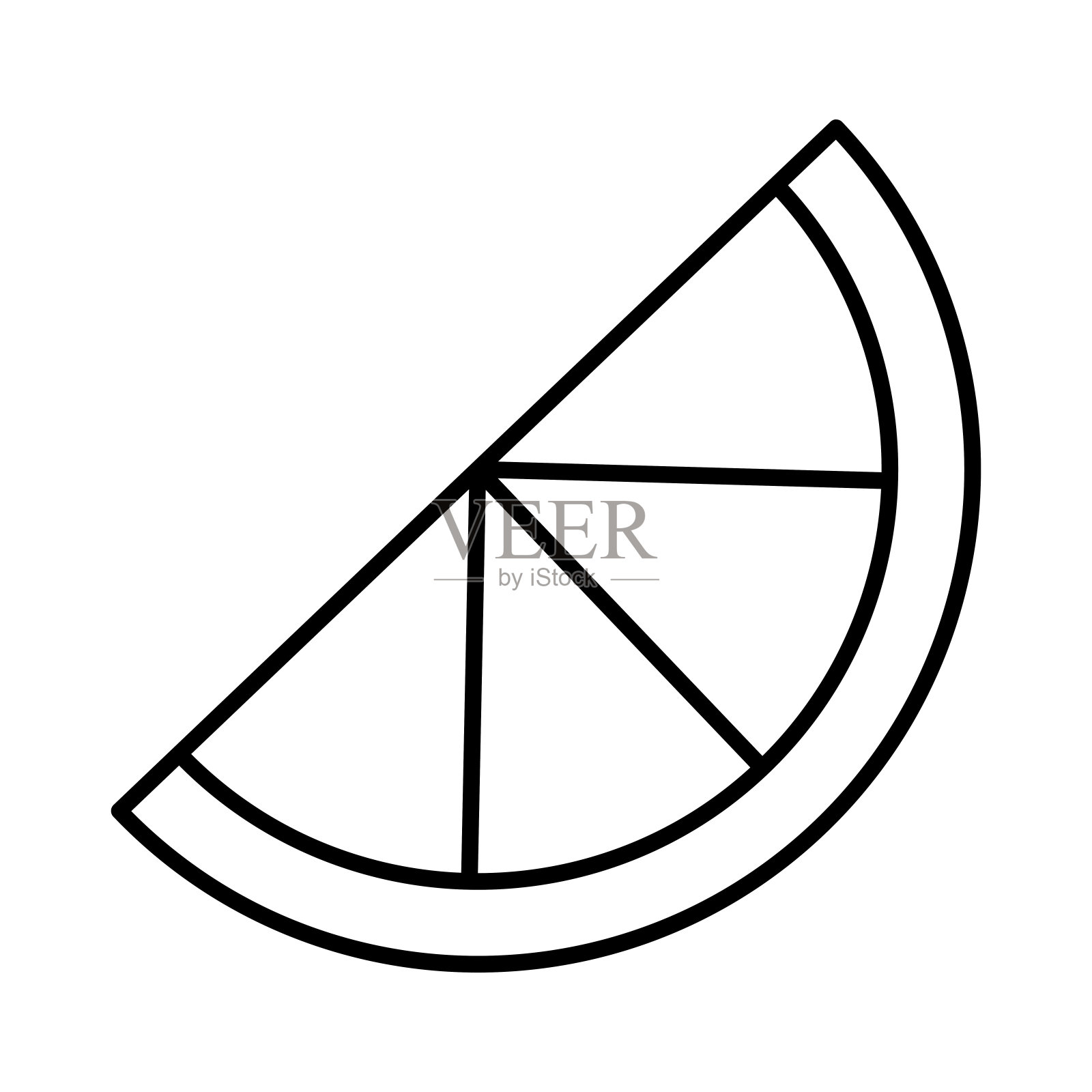 切片柠檬图标在细线风格矢量插图平面设计插画图片素材