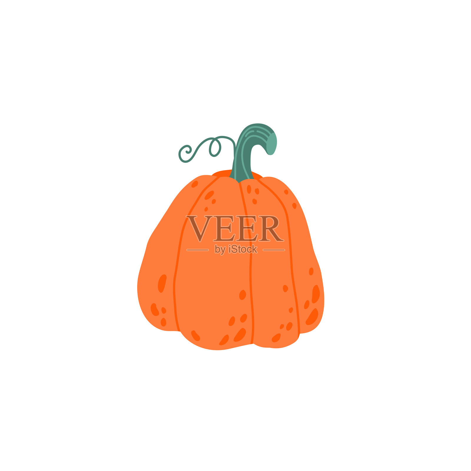 秋天甜南瓜，茎孤立在白色背景上。整个黄色或橙色秋季蔬菜。季节性秋收。万圣节橙色蔬菜。插画图片素材