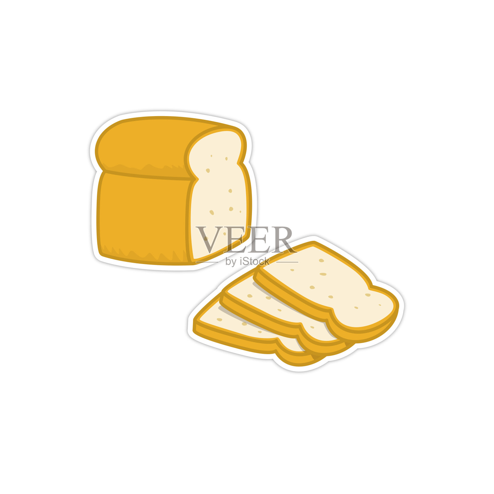 矢量插图切片面包面包显示内部纹理。插画图片素材