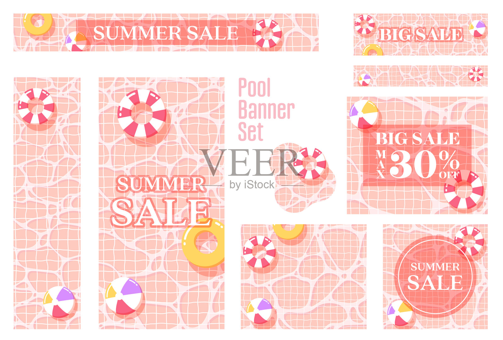 横幅集游泳池插图插画图片素材