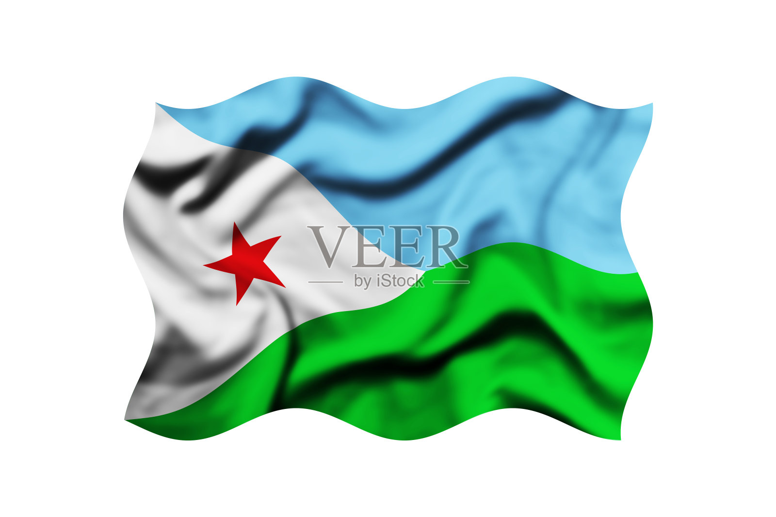 挥舞着吉布提国旗背景，剪辑路径包括在内照片摄影图片