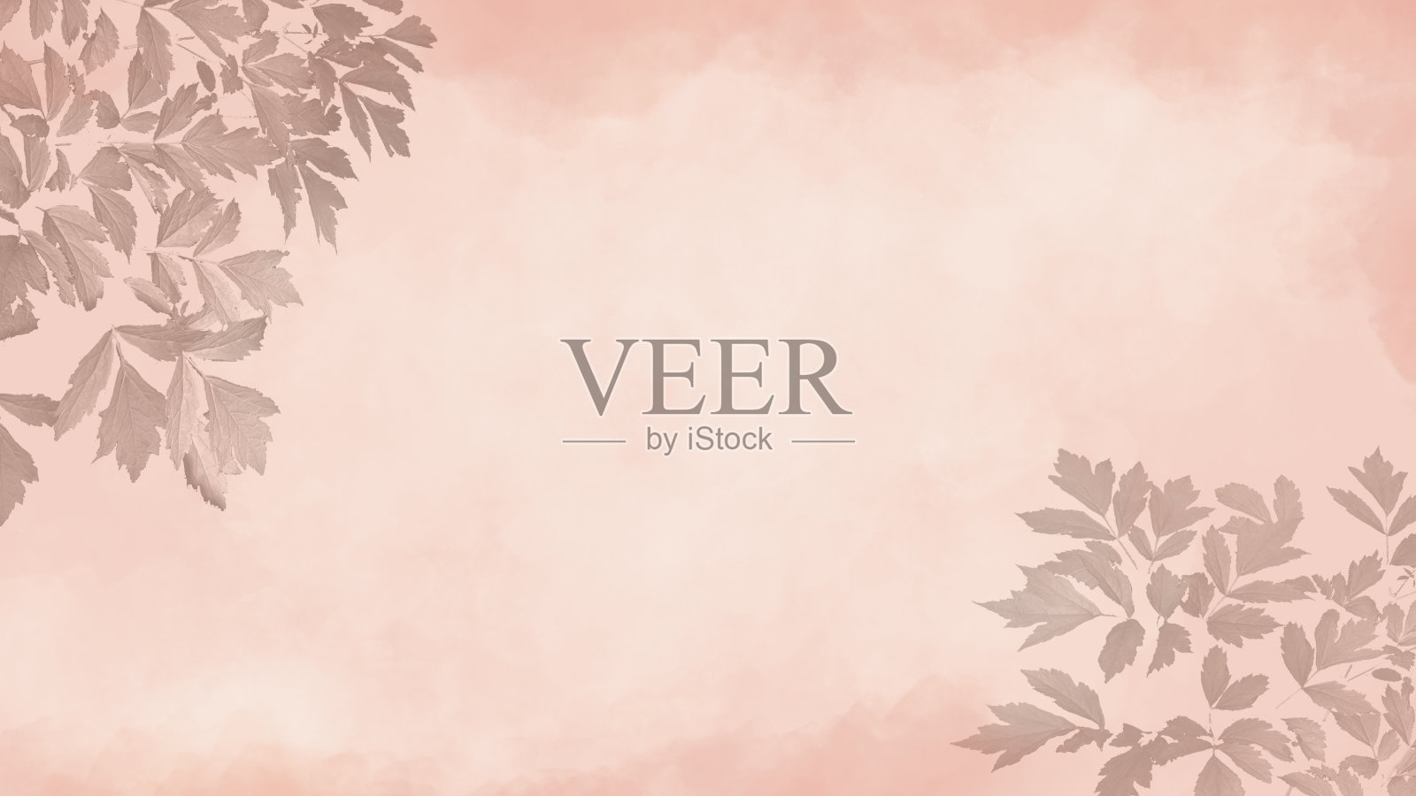 叶子在抽象水彩背景在柔和的橙色插画图片素材