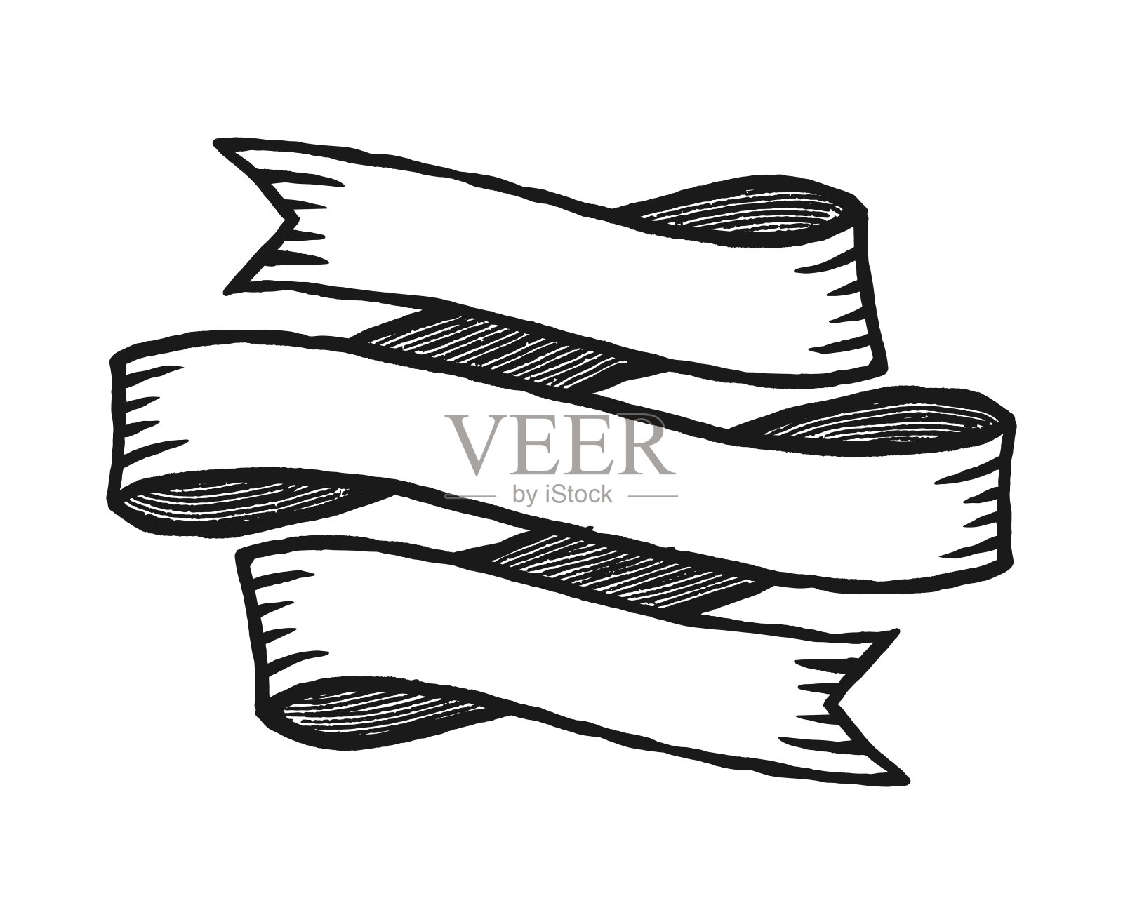 三行缎带涂鸦复古插画插画图片素材