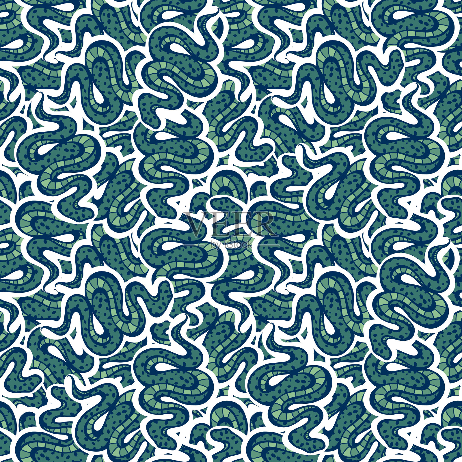 圣诞动物无缝蛇图案包装纸和织物插画图片素材