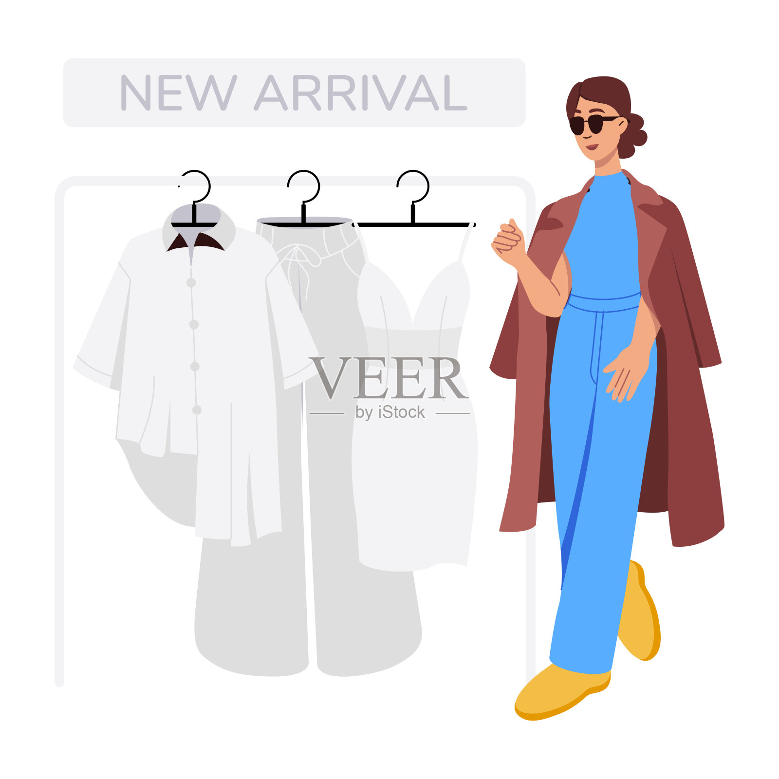 服装出口平面风格人物插画插画图片素材