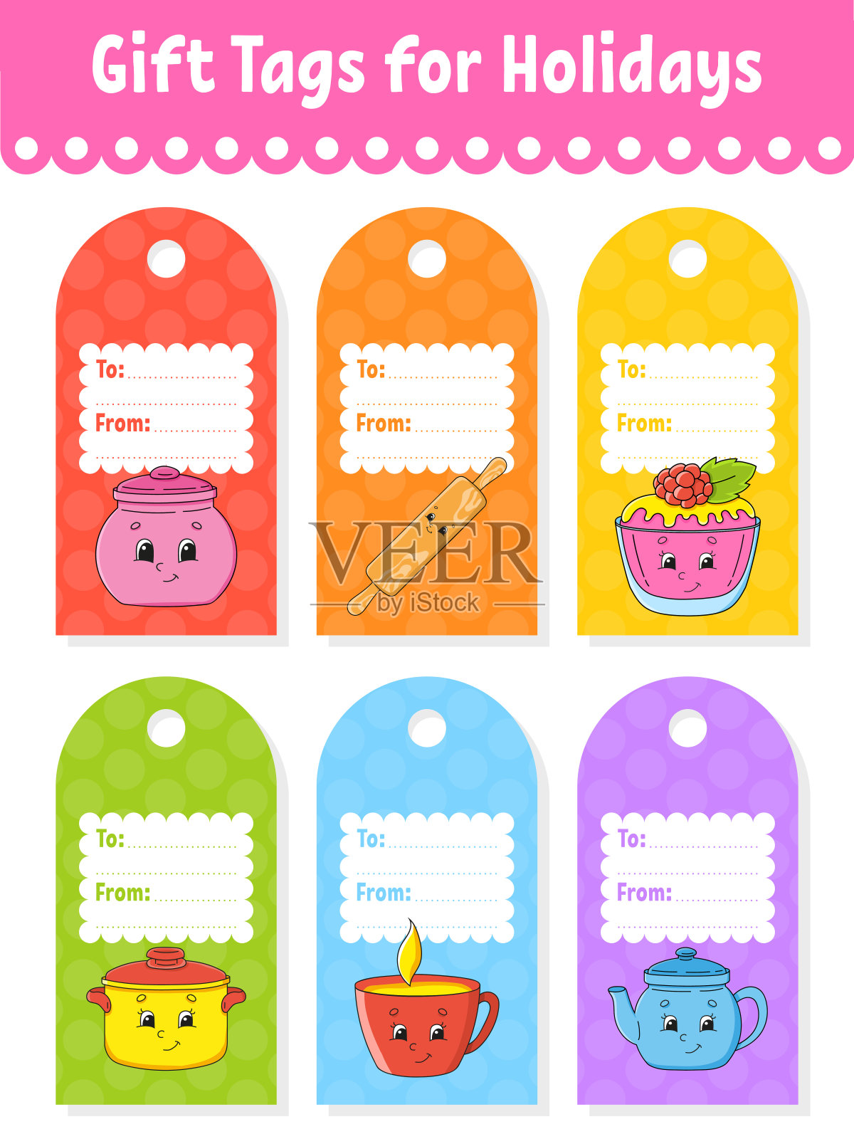 礼物标签。度假的时候给你的短信留出空间。明亮的贴纸。矩形的标签。矢量插图。插画图片素材