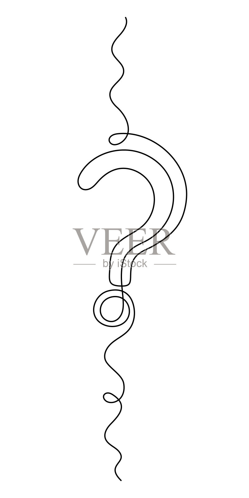 问号一行艺术，手绘问题牌，构思连续轮廓。查询FAQ概念，查找答案。可编辑的中风。孤立。向量插画图片素材