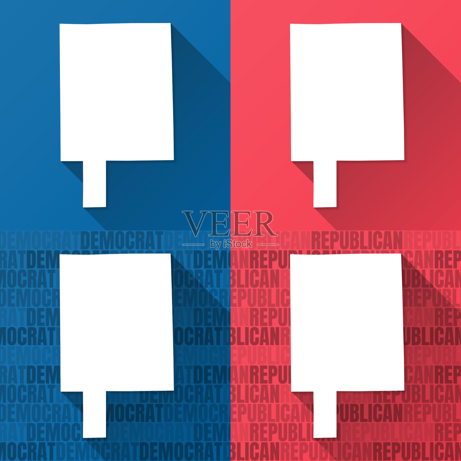 拉萨尔县，伊利诺伊州。蓝色和红色背景的地图插画图片素材