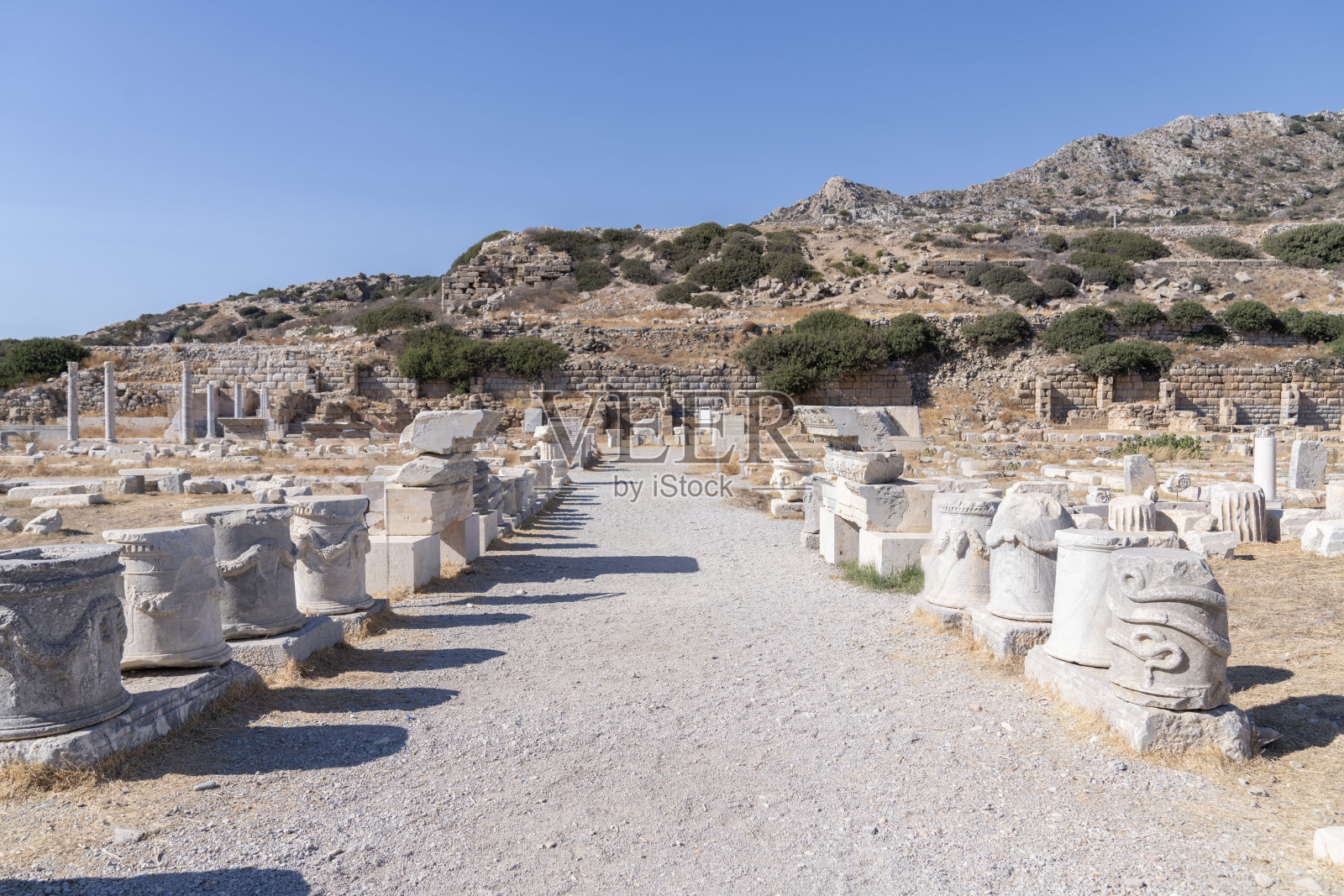 Knidos剧院和古城，位于土耳其穆拉省的Datca区。照片摄影图片