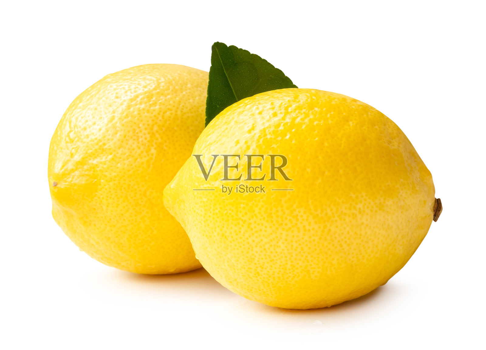 黄色柠檬水果的正面视图，在白色背景上与剪辑路径隔离照片摄影图片