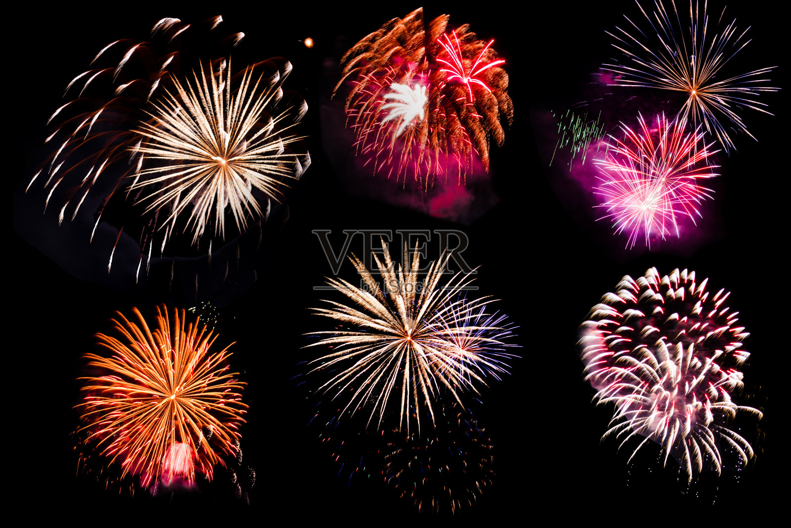 夜间烟花表演的低角度视图照片摄影图片