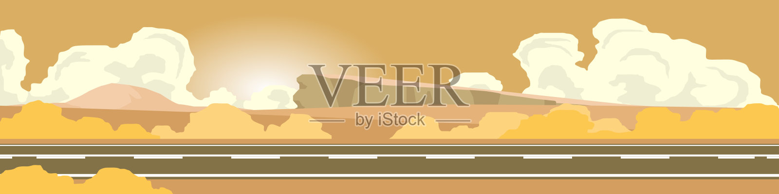 水平视图空的柏油路。插画图片素材