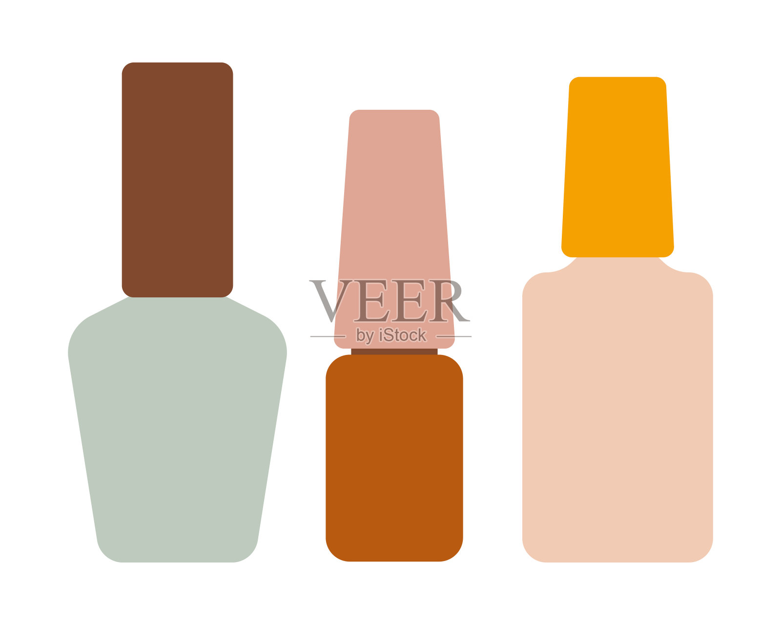 瓶。凝胶抛光剂、油或香水的包装。可爱的瓶子。孤立的矢量插图在剪贴画风格插画图片素材