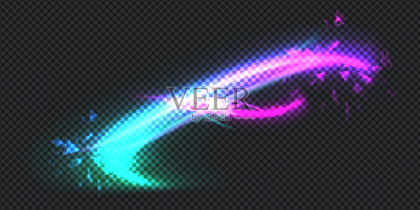 矢量插图。透明的背景与极光灯和三角形元素。设计墙纸，横幅，明信片。插画图片素材