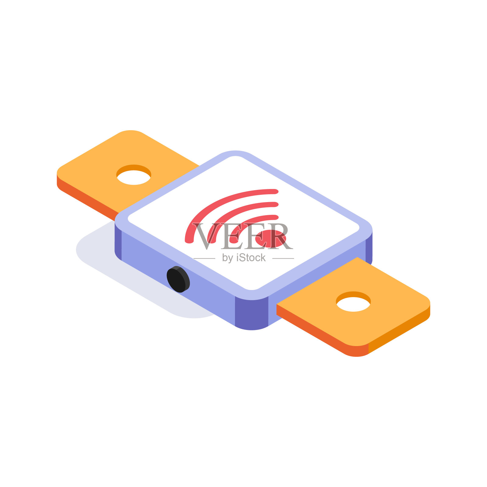 智能手表的等距图标，显示wifi信号，象征着连接和技术。插画图片素材