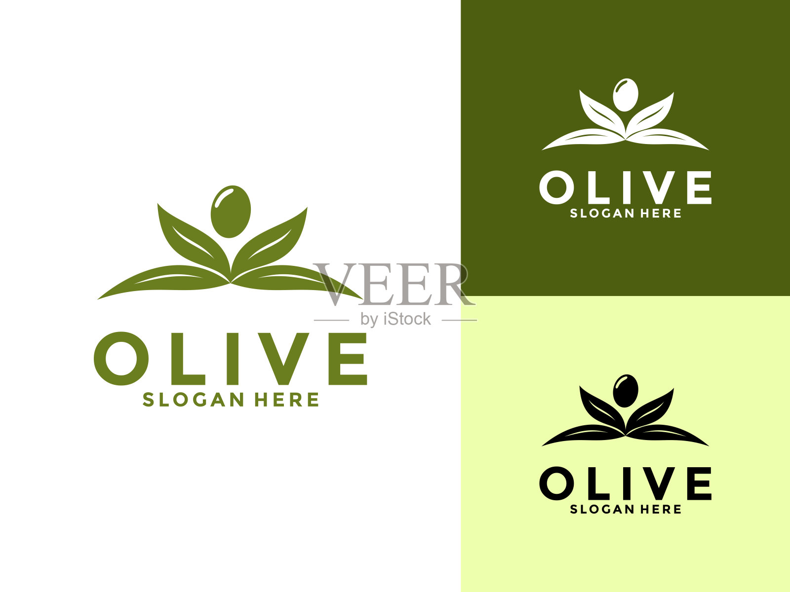 橄榄标志矢量插图，优质橄榄油标志设计模板插画图片素材