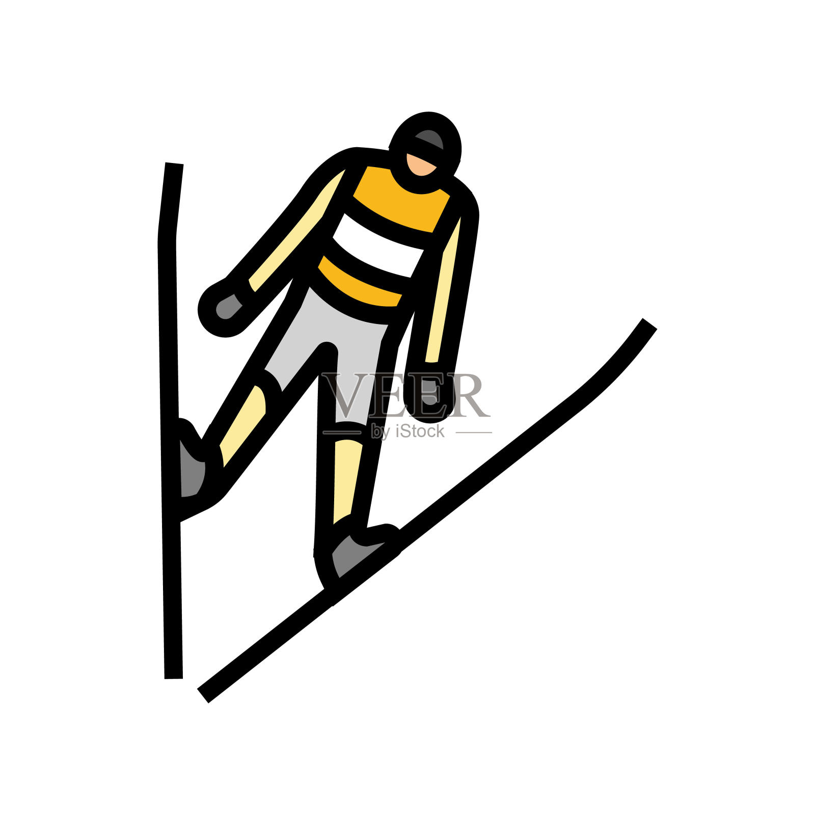 滑雪跳台冬季运动彩色图标矢量插图插画图片素材