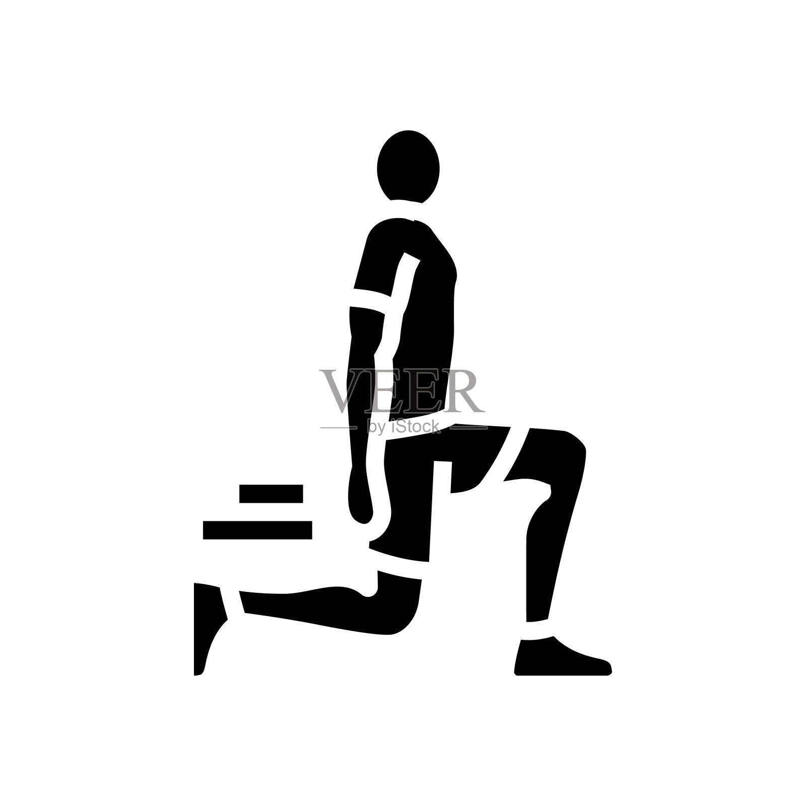 弓步健身运动腿部符号图标矢量插图插画图片素材