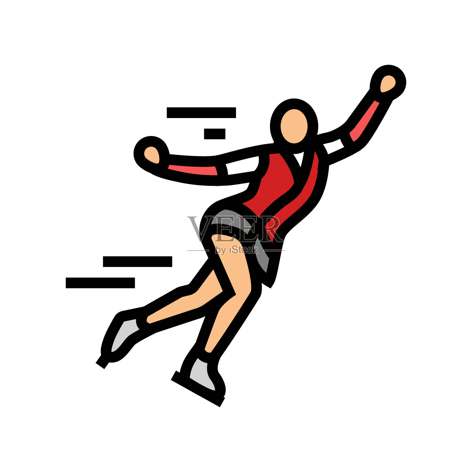 花样滑冰冬季运动彩色图标矢量插图插画图片素材