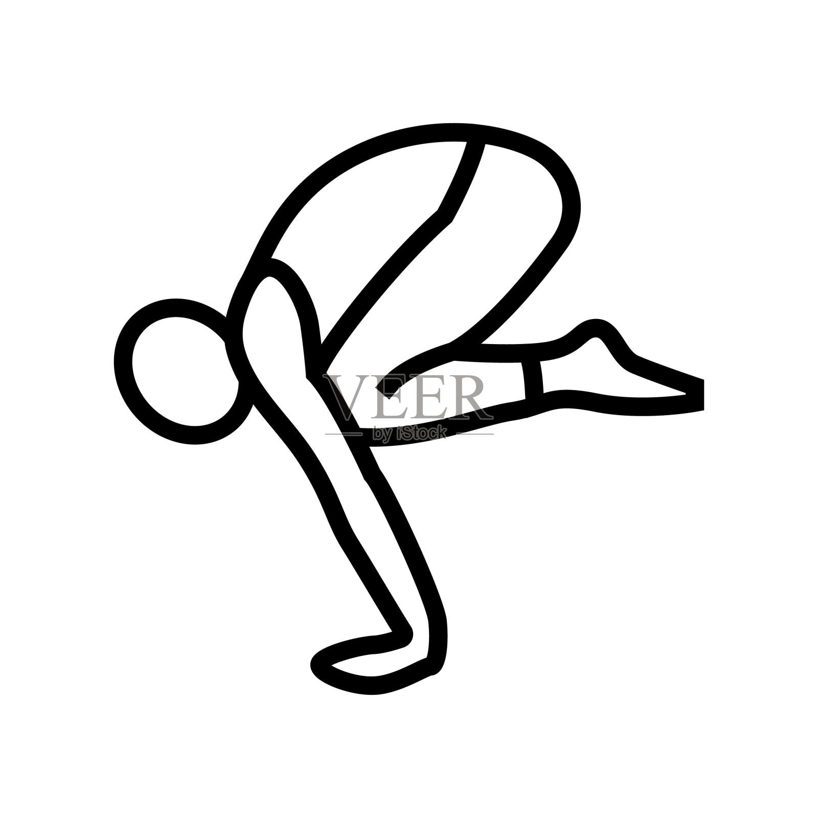 乌鸦姿势体式瑜伽线图标矢量插图插画图片素材