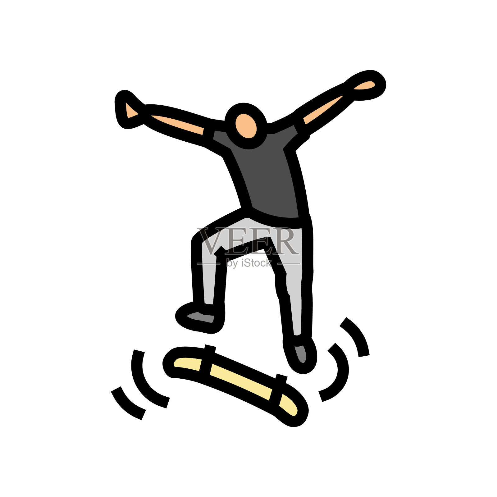 Kickflip滑板运动颜色图标矢量插图插画图片素材