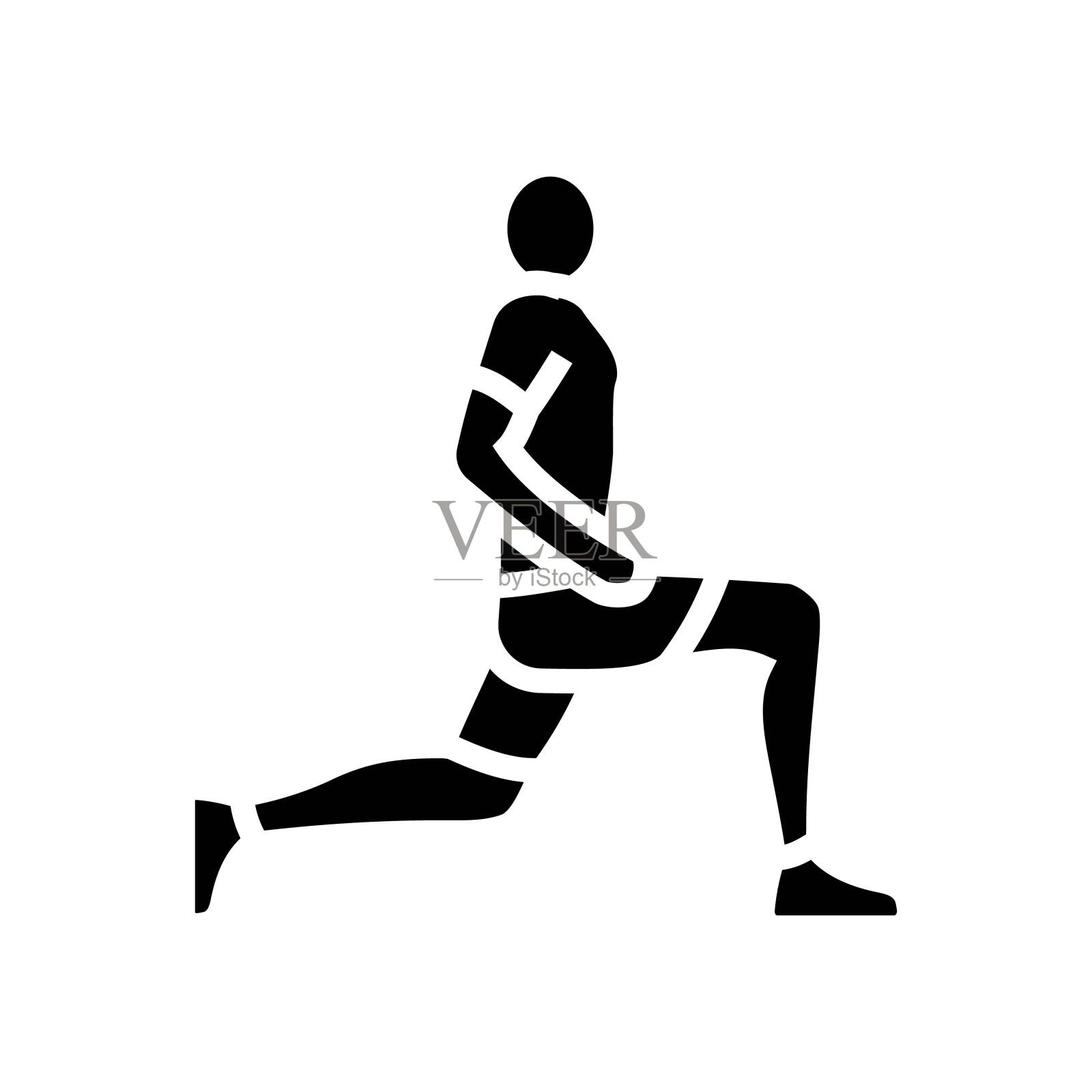 步行弓步健身运动腿部符号图标矢量插图插画图片素材