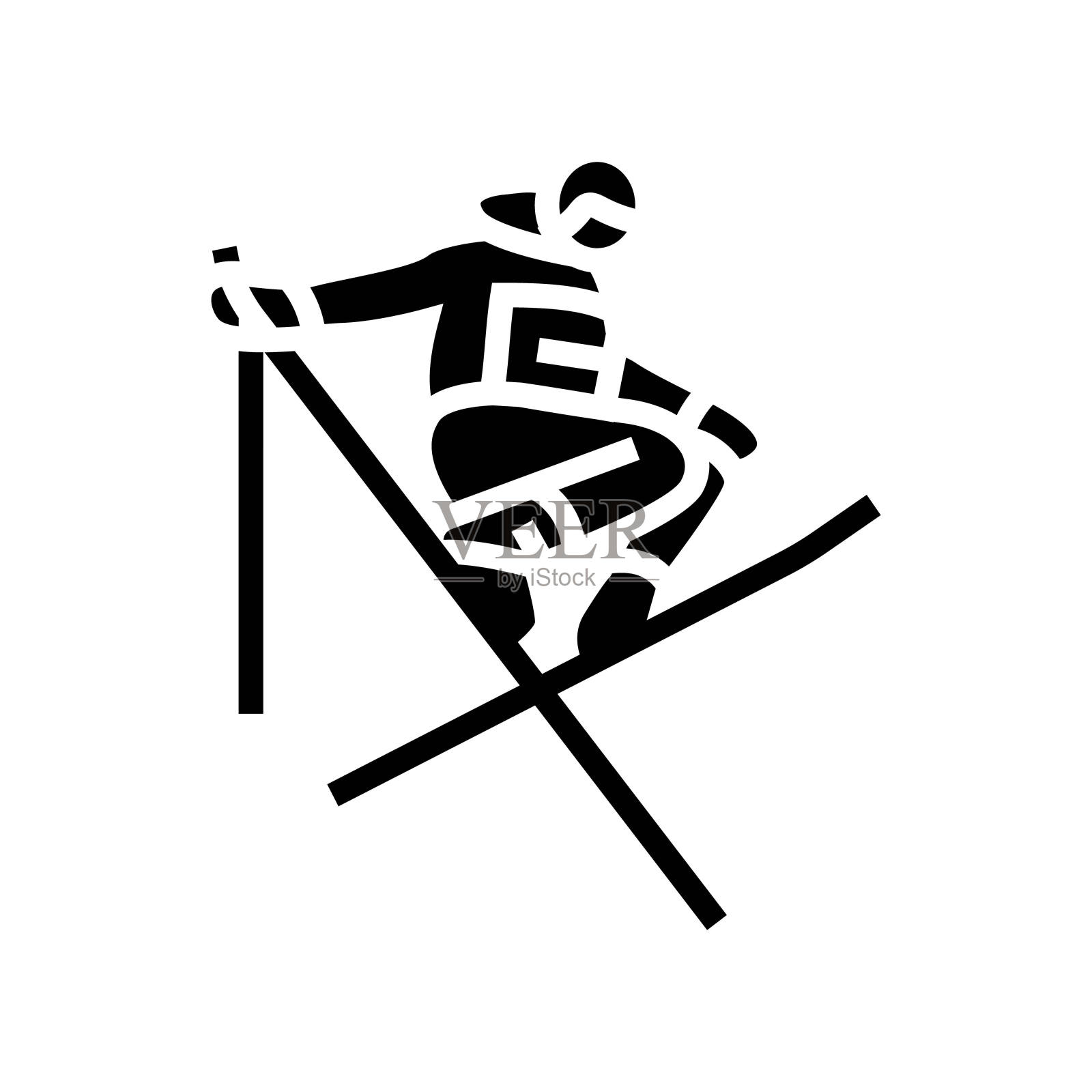 自由式滑雪冬季运动字形图标矢量插图插画图片素材