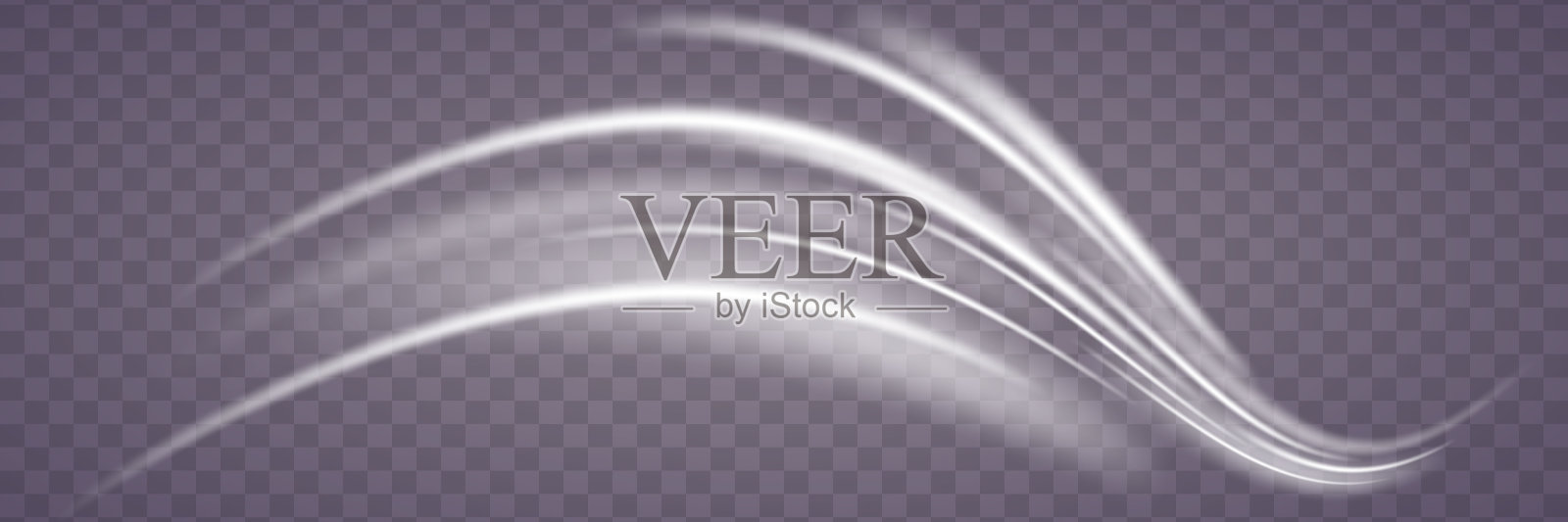 光的迹波。运动光效果。白色特效，速度线。插画图片素材