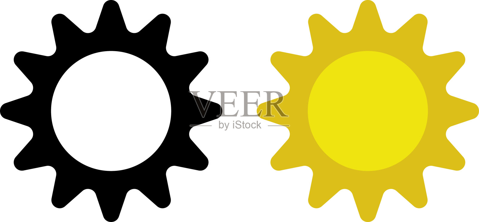 太阳黄色图标矢量插图孤立在白色背景。插画图片素材