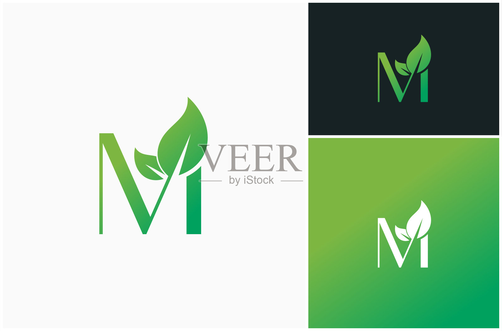 字母M叶绿色新鲜生态自然自然叶有机矢量设计插图插画图片素材