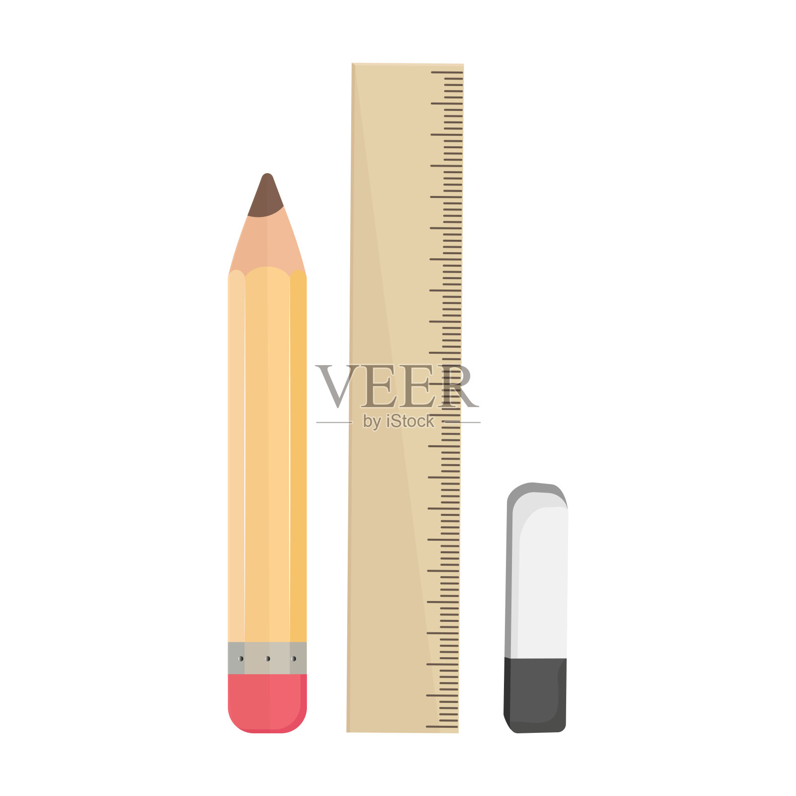 尺子铅笔橡皮插画图片素材
