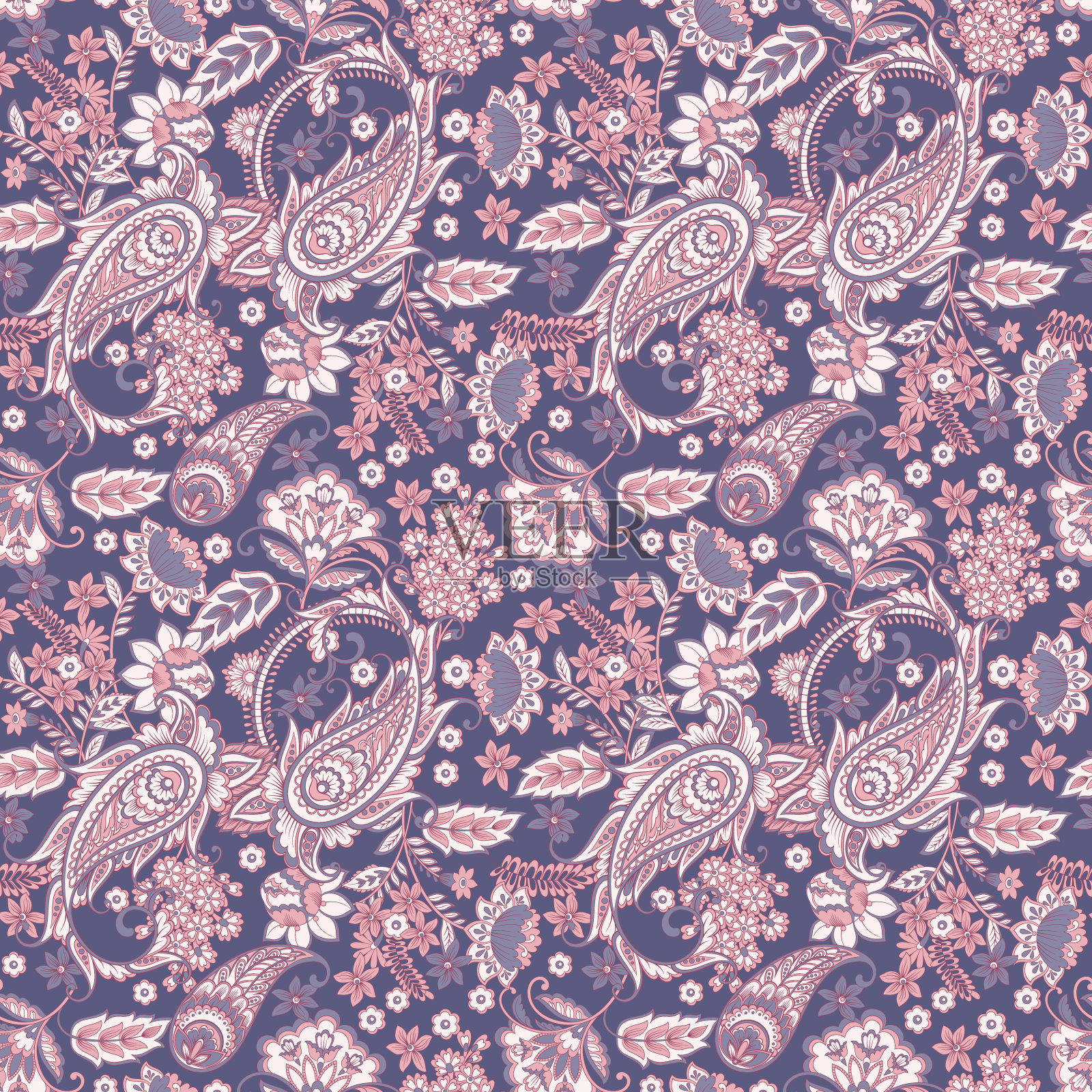 佩斯利矢量图案。无缝印花纺织品背景插画图片素材