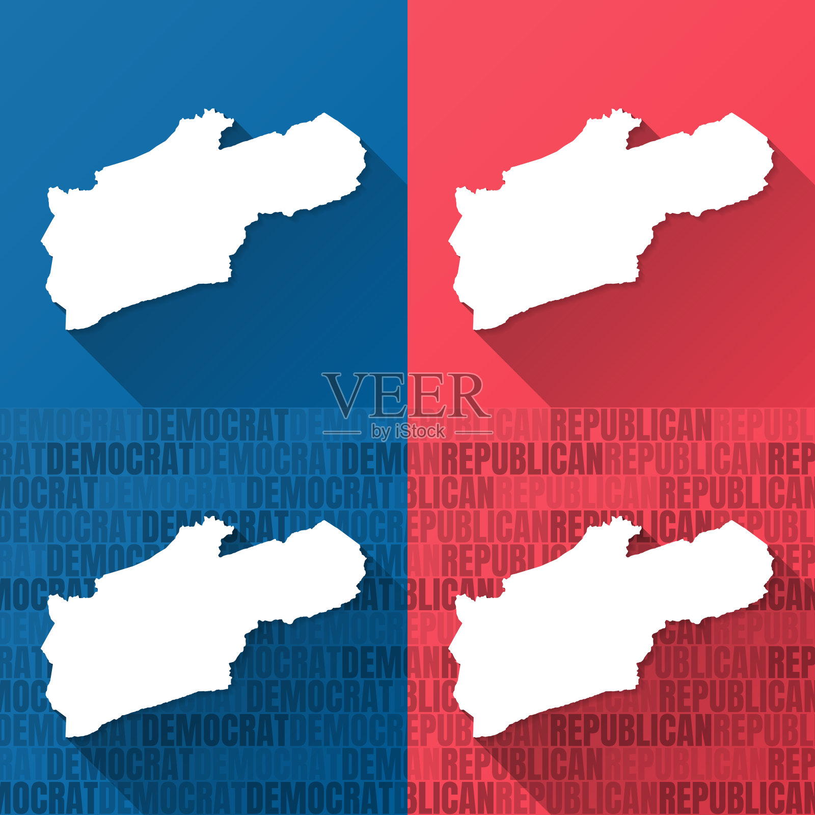 肯塔基州哈兰县。蓝色和红色背景的地图插画图片素材