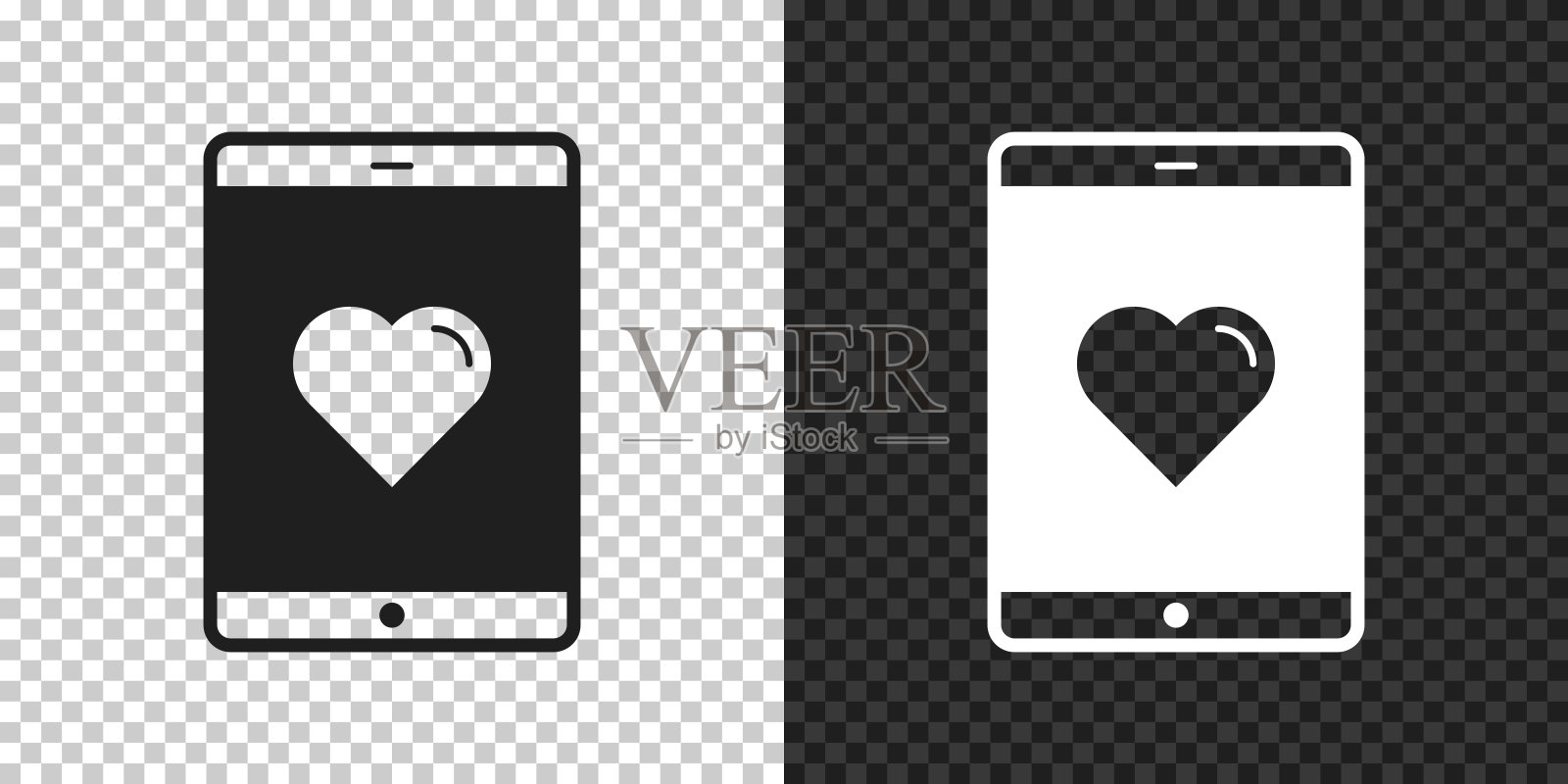 用心的平板电脑。空白背景上的设计图标插画图片素材