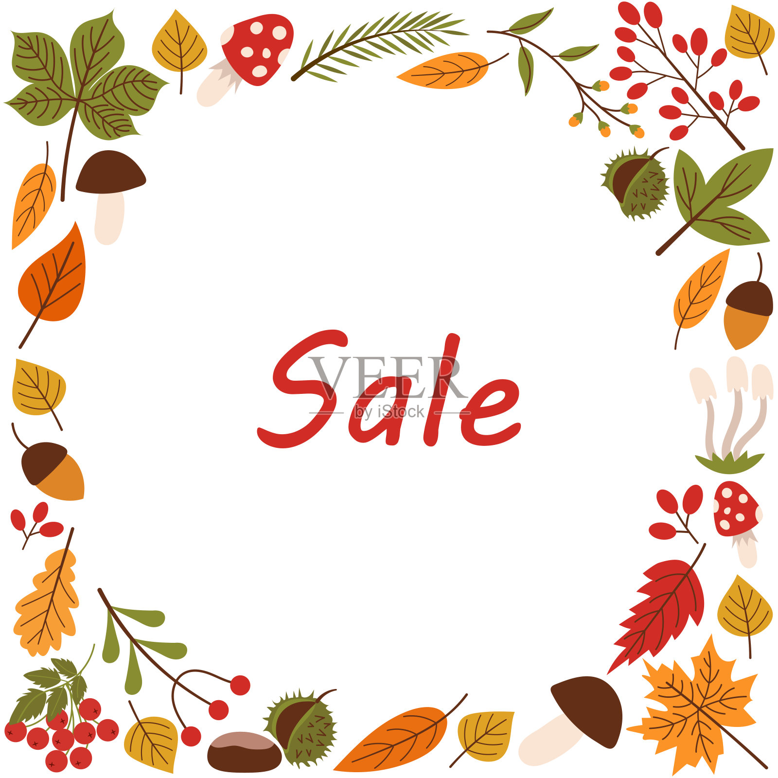 方框秋叶，题词出售。矢量的装饰框架插画图片素材