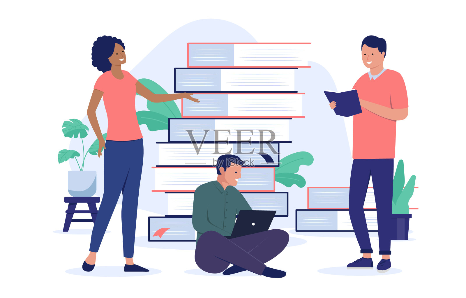 人和书插画图片素材