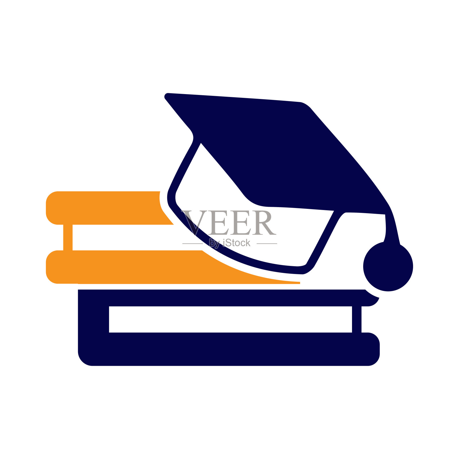 毕业，毕业帽，毕业书，毕业帽上的书图标插画图片素材