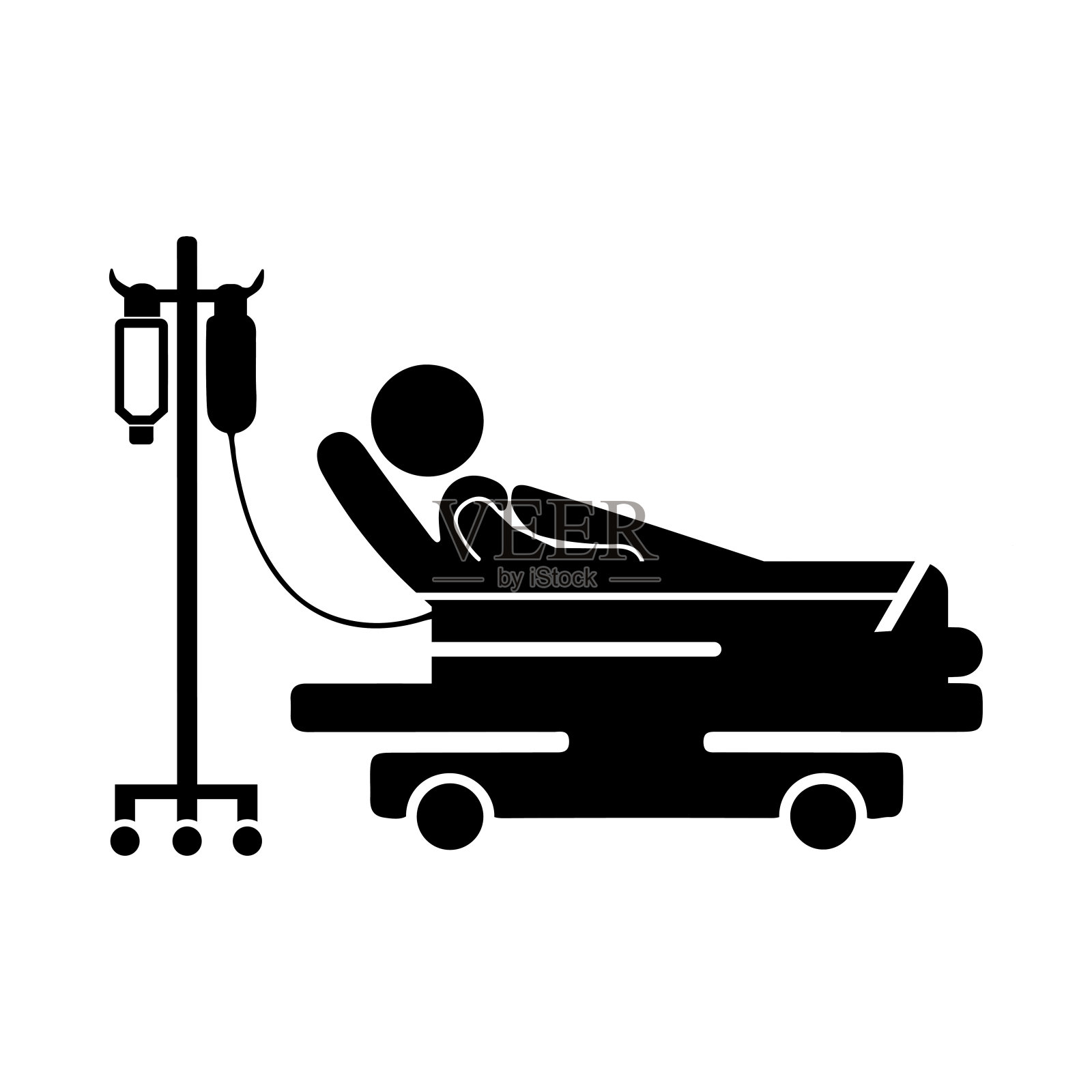 病床，医院，病人，医院病床，医院病床图标插画图片素材