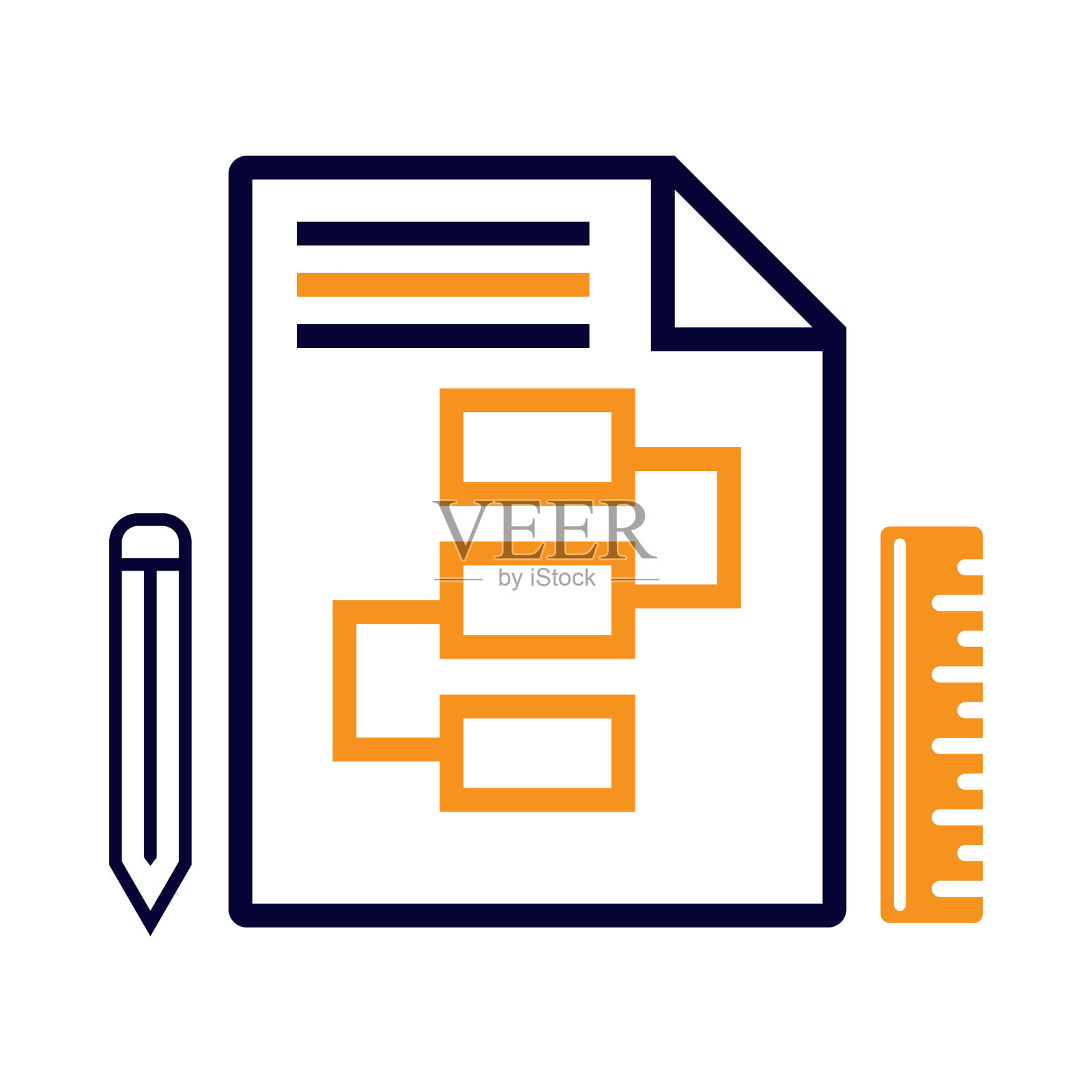 平面图，建筑平面图，比例，铅笔，尺子，规划图标插画图片素材