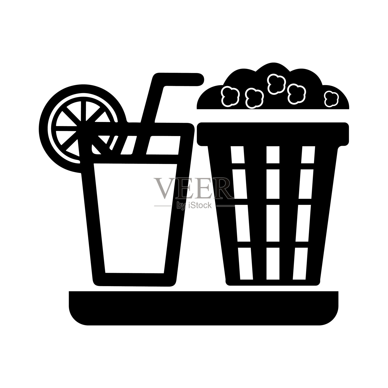 爆米花，桶，零食，玉米，爆米花图标插画图片素材