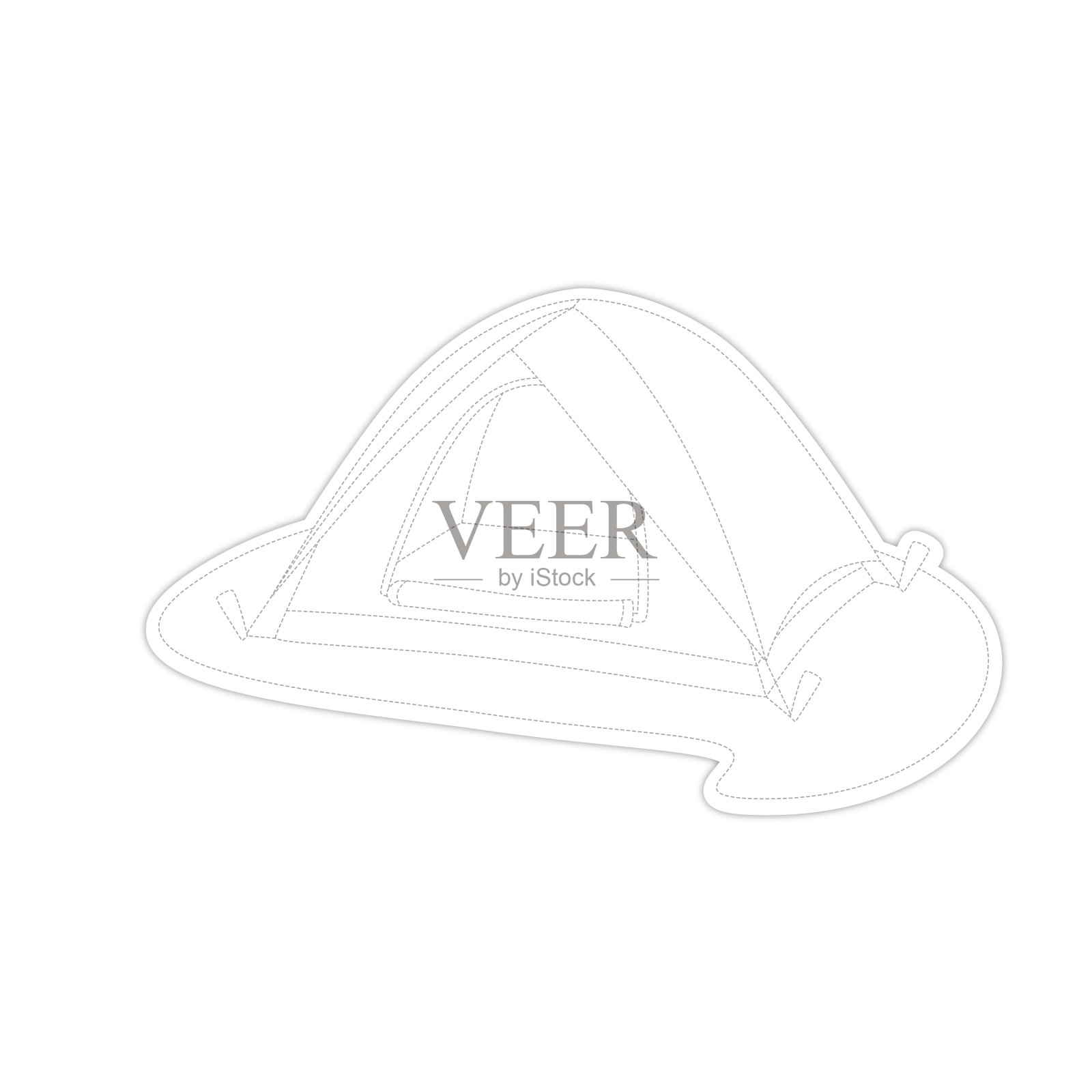 一个卡通野营帐篷站在一片草地上的矢量插图，准备一个户外冒险插画图片素材