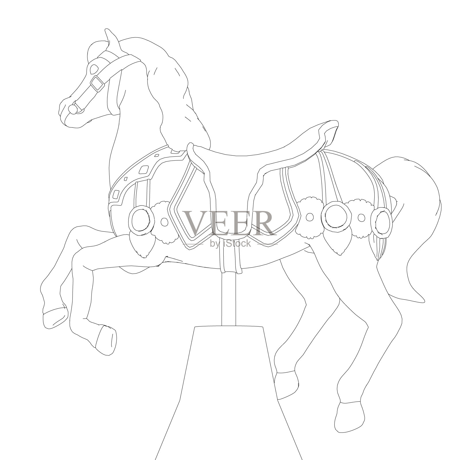 黑白绘图矢量插图旋转木马在白色背景组装或创建教材的母亲谁做插画图片素材