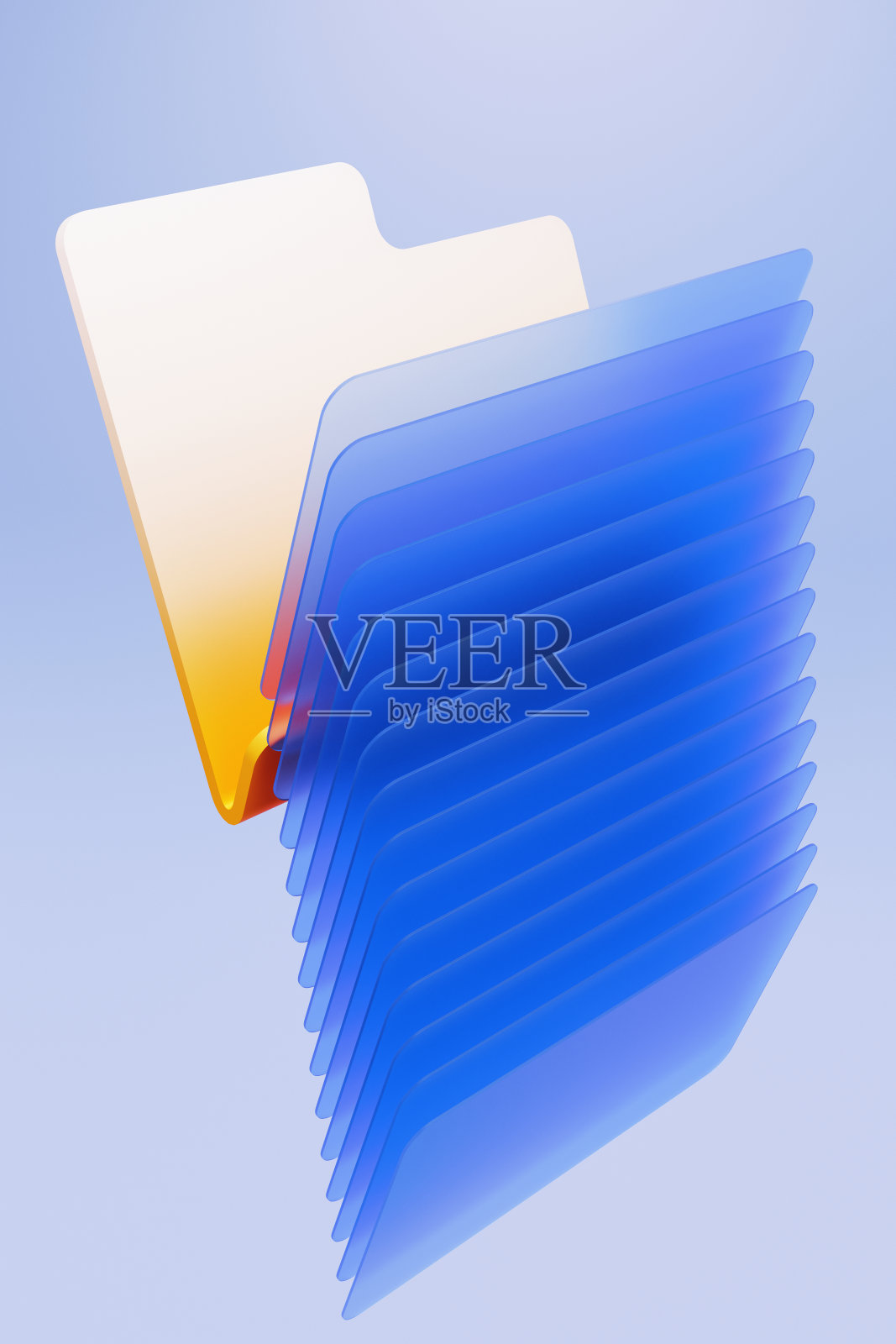 未来的玻璃文件夹图标在粉红色的背景。3d渲染图。照片摄影图片