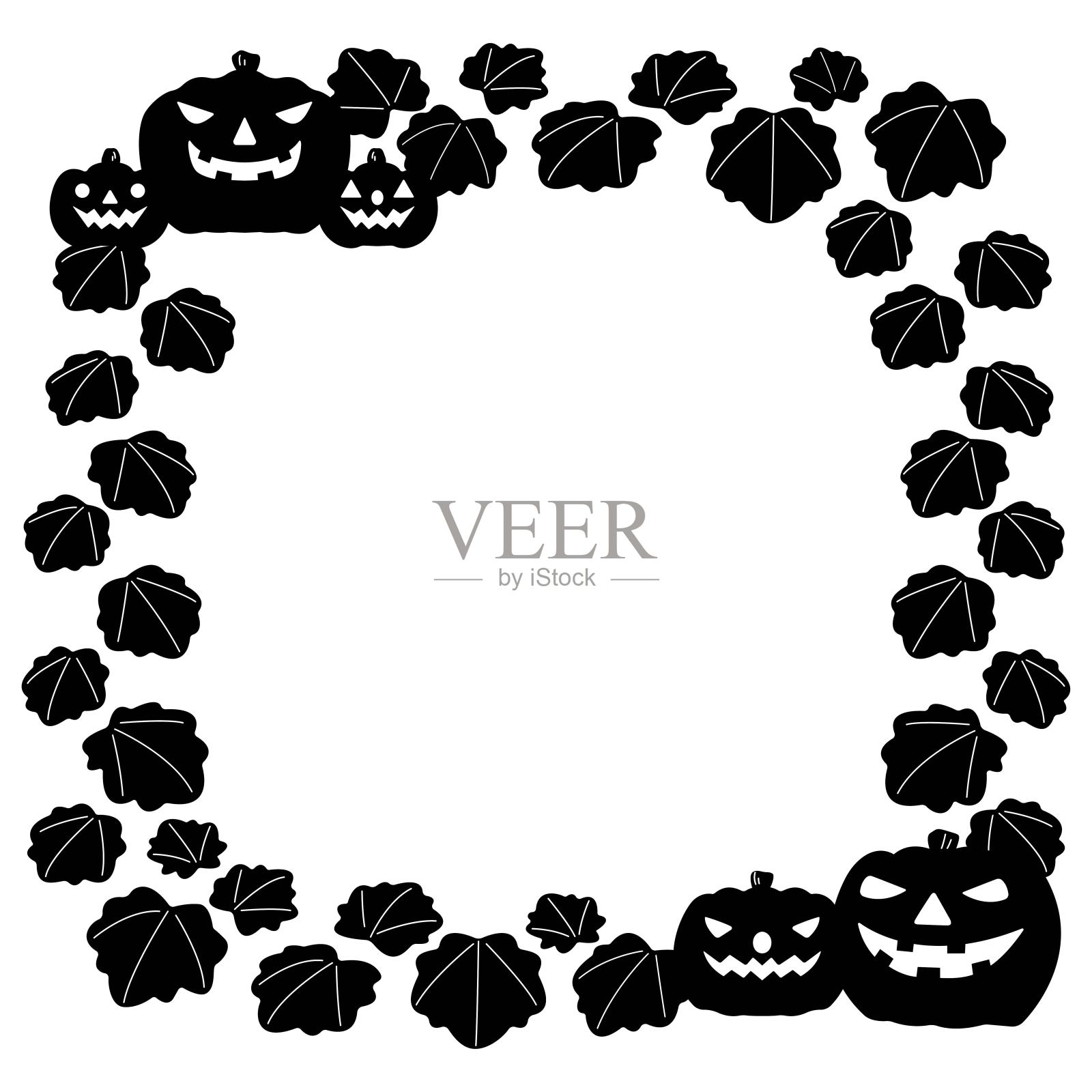 南瓜灯轮廓框架，万圣节背景图形插画图片素材