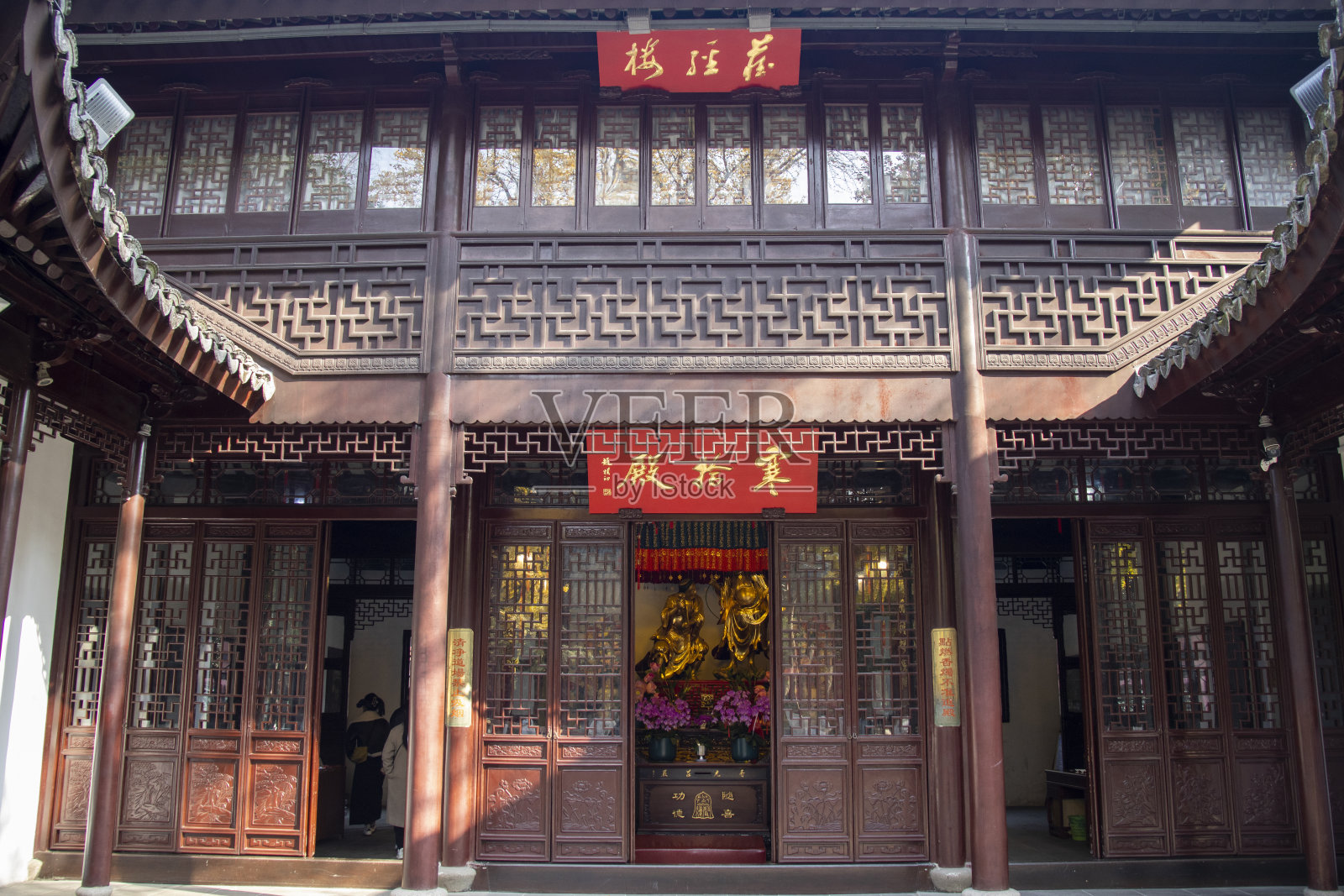 苏州寒山寺古老而美丽的中国木结构建筑照片摄影图片