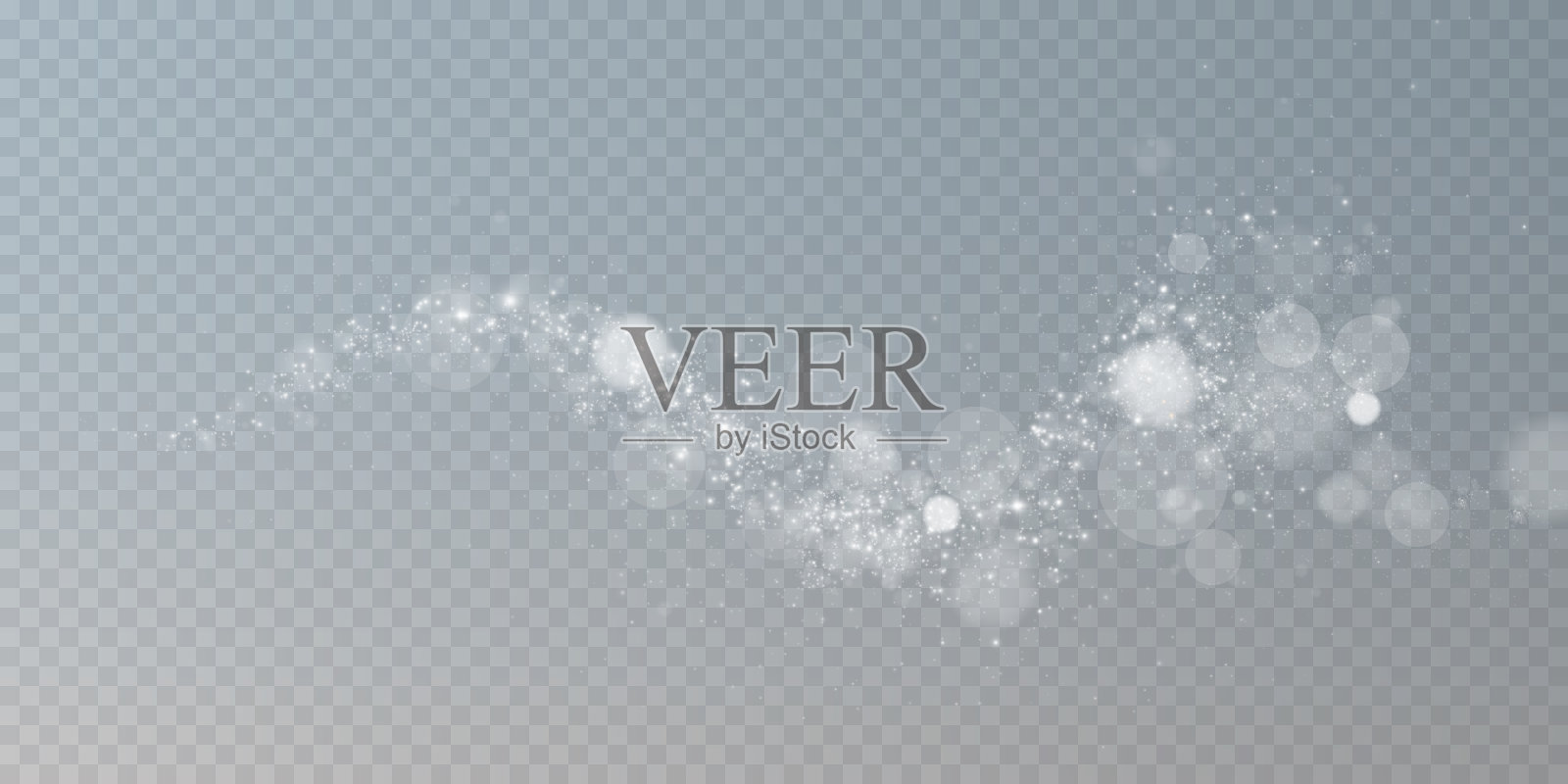 明亮的散景，柔和地闪烁着白色的尘埃和明亮的星粒。光抽象发光的光。发光散景效果孤立在一个光的背景。圣诞背景的发光的灯。插画图片素材