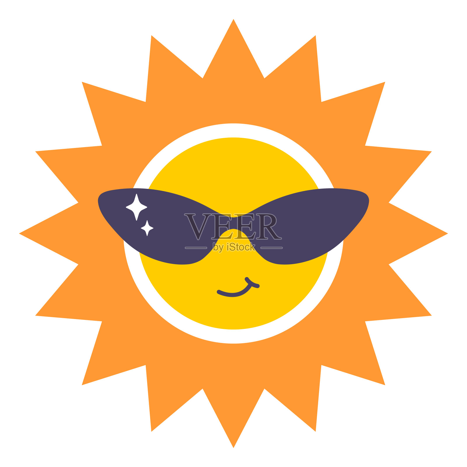 夏日的太阳性格带着墨镜。矢量插图可用于夏季贴纸，海报和印刷品插画图片素材