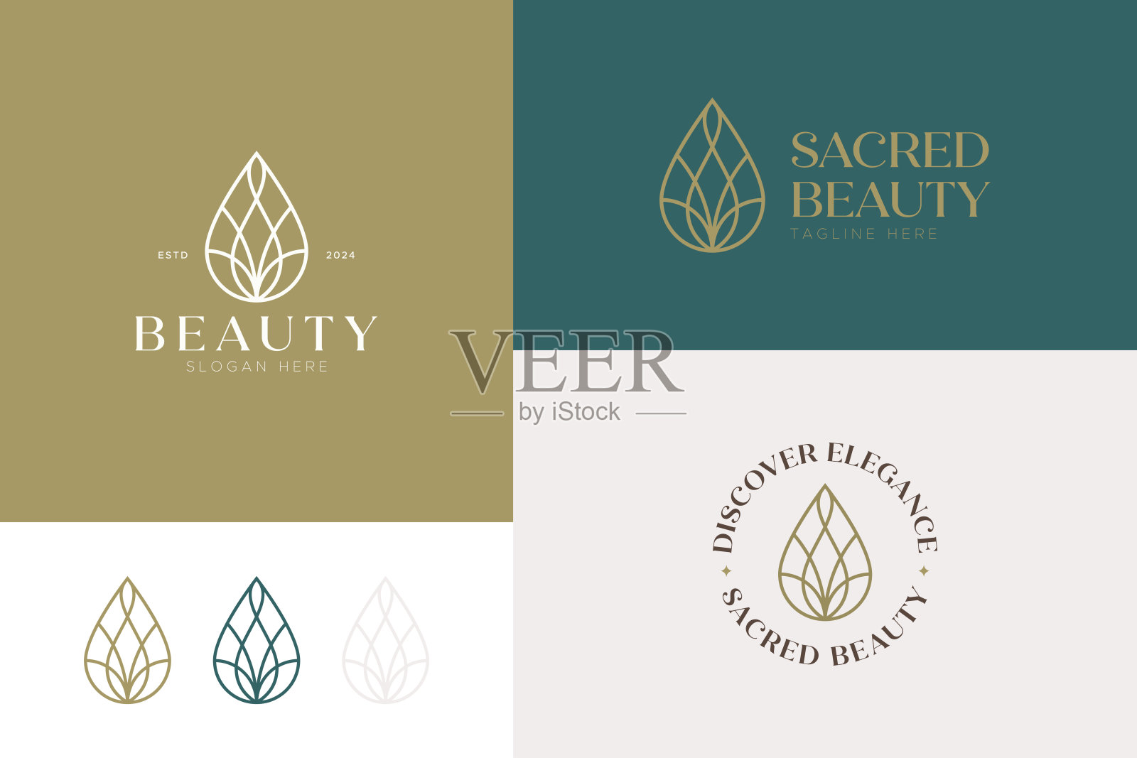 神圣美容护理标志女性产品美容沙龙纯净自然插画图片素材